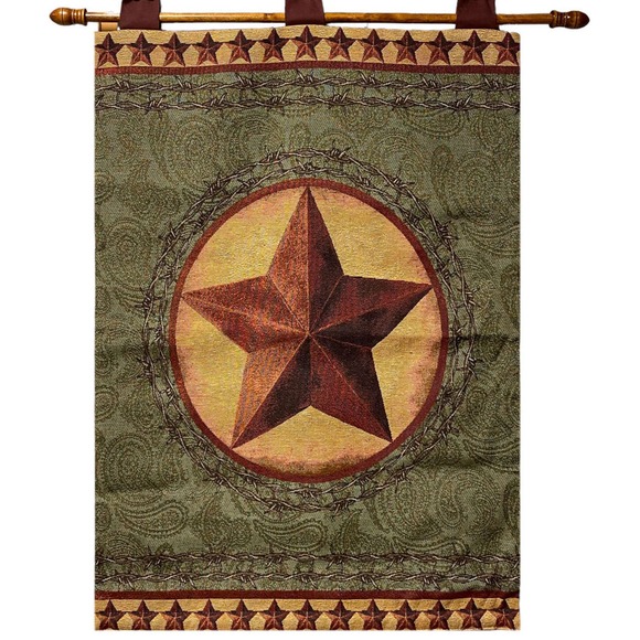 Texas Star Tapestry Wall Hanging with Wood Rod Southwestern 26x36" NWT - Picture 3 of 4